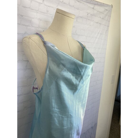 CLEARANCE Je Jadore Strappy Blue Purple Ombre Satin Cowl Neck Midi Medium Slip - Picture 5 of 8